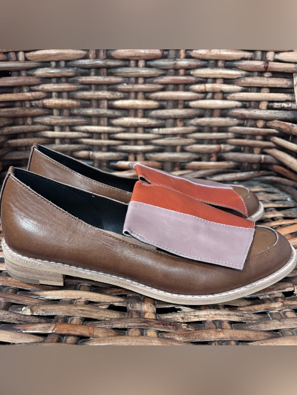 Anthropology-All Black Brown two tone loafers in size 6.5 . Never worn!